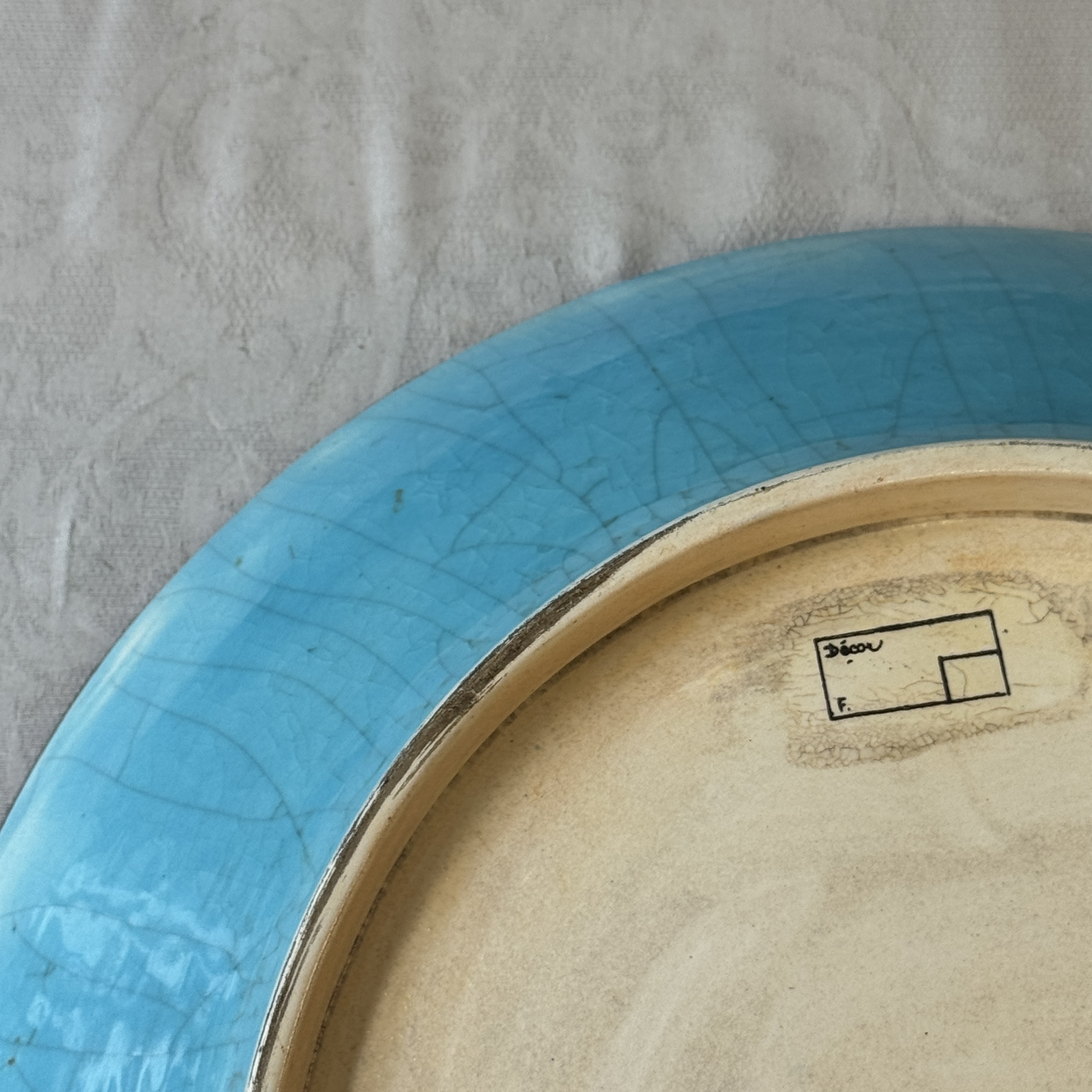 A French polychrome enamelled Longwy 'Cranes among Clouds' charger — photo 14