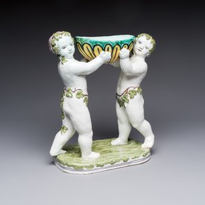 A French polychrome faience group with two Bacchus figures, Geo Martel, Dèsvres, early 20th C. — photo 1