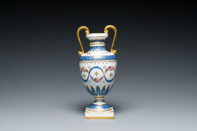 A French polychrome porcelain Sèvres-style vase, 19th C.