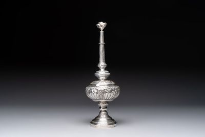 A French silver rose-form rose water sprinkler for the Ottoman market, 18/19th C.