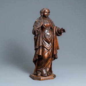 A fruitwood figure of a female saint, Rhine valley, Germany, 2nd half 16th C. — photo 1