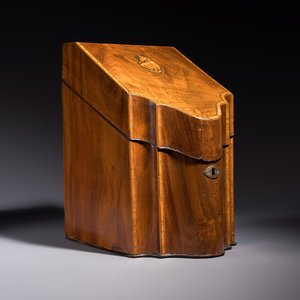 A George III mahogany knife box with marquetry inlay, later converted into a letter box — photo 1