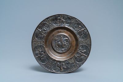 A German bronze commemorative dish for the Holy Roman Emperor Ferdinand III, Nuremberg, 17th C.