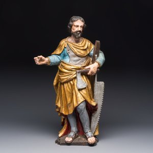 A German gilt-polychromed carved wooden sculpture of Joseph the Carpenter — 照片 2