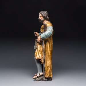 A German gilt-polychromed carved wooden sculpture of Joseph the Carpenter — 照片 3