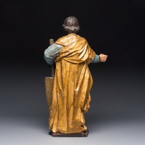 A German gilt-polychromed carved wooden sculpture of Joseph the Carpenter — 照片 4