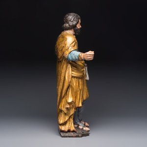 A German gilt-polychromed carved wooden sculpture of Joseph the Carpenter — 照片 5