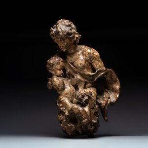 A German lindenwood sculpted group of fauns with traces of polychromy, circle of Balthasar Permoser, ca. 1700 — photo 1