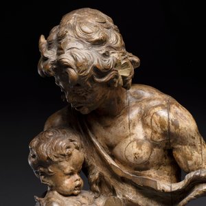 A German lindenwood sculpted group of fauns with traces of polychromy, circle of Balthasar Permoser, ca. 1700 — photo 3