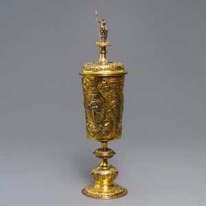 A German or Moravian silver-gilt cup and cover, 19th C. or earlier — photo 7