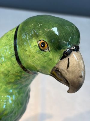 A German polychrome 'Parrot on Tree Stump' sculpture, SP Dresden mark, 20th C. — photo 5