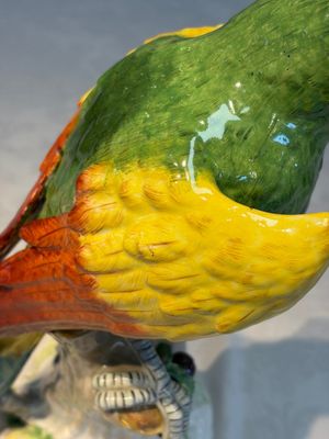 A German polychrome 'Parrot on Tree Stump' sculpture, SP Dresden mark, 20th C. — photo 6