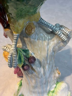 A German polychrome 'Parrot on Tree Stump' sculpture, SP Dresden mark, 20th C. — photo 8