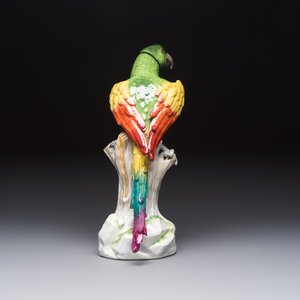 A German polychrome 'Parrot on Tree Stump' sculpture, SP Dresden mark, 20th C. — photo 3
