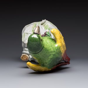 A German polychrome 'Parrot on Tree Stump' sculpture, SP Dresden mark, 20th C. — photo 6