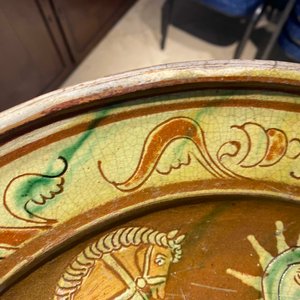 A German slip-decorated inscribed pottery dish with a ploughing farmer, Lower Rhine region, 2nd half 18th C. — photo 7