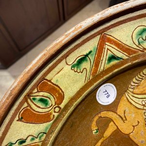 A German slip-decorated inscribed pottery dish with a ploughing farmer, Lower Rhine region, 2nd half 18th C. — photo 8