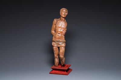 A German wood sculpture of Saint Sebastian, 16th C.