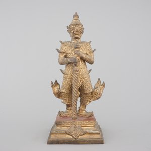 A gilt-lacquered bronze figure of a guardian king (Vessavaṇa), probably Thai, 19th C. — photo 2