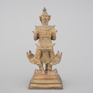 A gilt-lacquered bronze figure of a guardian king (Vessavaṇa), probably Thai, 19th C. — photo 4