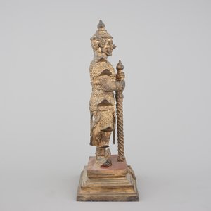 A gilt-lacquered bronze figure of a guardian king (Vessavaṇa), probably Thai, 19th C. — photo 5