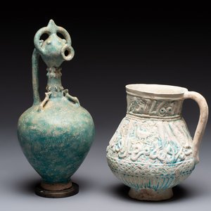 A green-glazed and a turquoise-glazed Kashan jug, Persia, 12/13th C. — photo 1