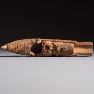 A group of 11 Chinese carved bamboo and wooden works, 19/20th C. — photo 24