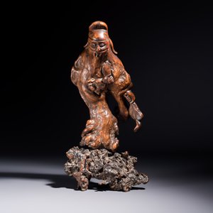 A group of 11 Chinese carved bamboo and wooden works, 19/20th C. — photo 26