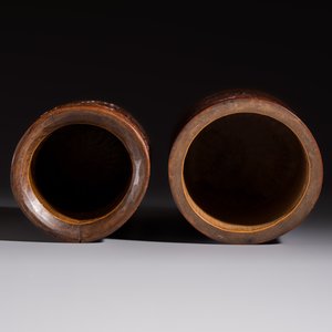 A group of 11 Chinese carved bamboo and wooden works, 19/20th C. — photo 6