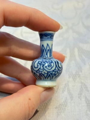 A group of 12 Chinese blue and white miniature vases and a small bottle vase, Kangxi — photo 16