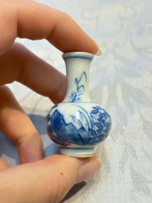 A group of 12 Chinese blue and white miniature vases and a small bottle vase, Kangxi — photo 21