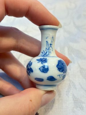 A group of 12 Chinese blue and white miniature vases and a small bottle vase, Kangxi — photo 23