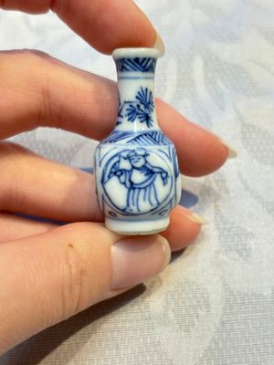 A group of 12 Chinese blue and white miniature vases and a small bottle vase, Kangxi — photo 54