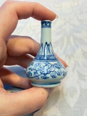 A group of 12 Chinese blue and white miniature vases and a small bottle vase, Kangxi — photo 75