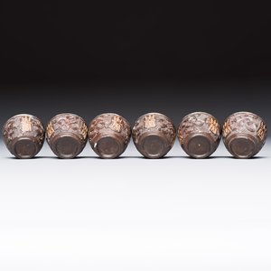 A group of 12 Chinese silver-lined coconut 'Shou 壽' bowls and cups, Wang Hengxin 王恆馨 marks, 19/20th C. — foto 19
