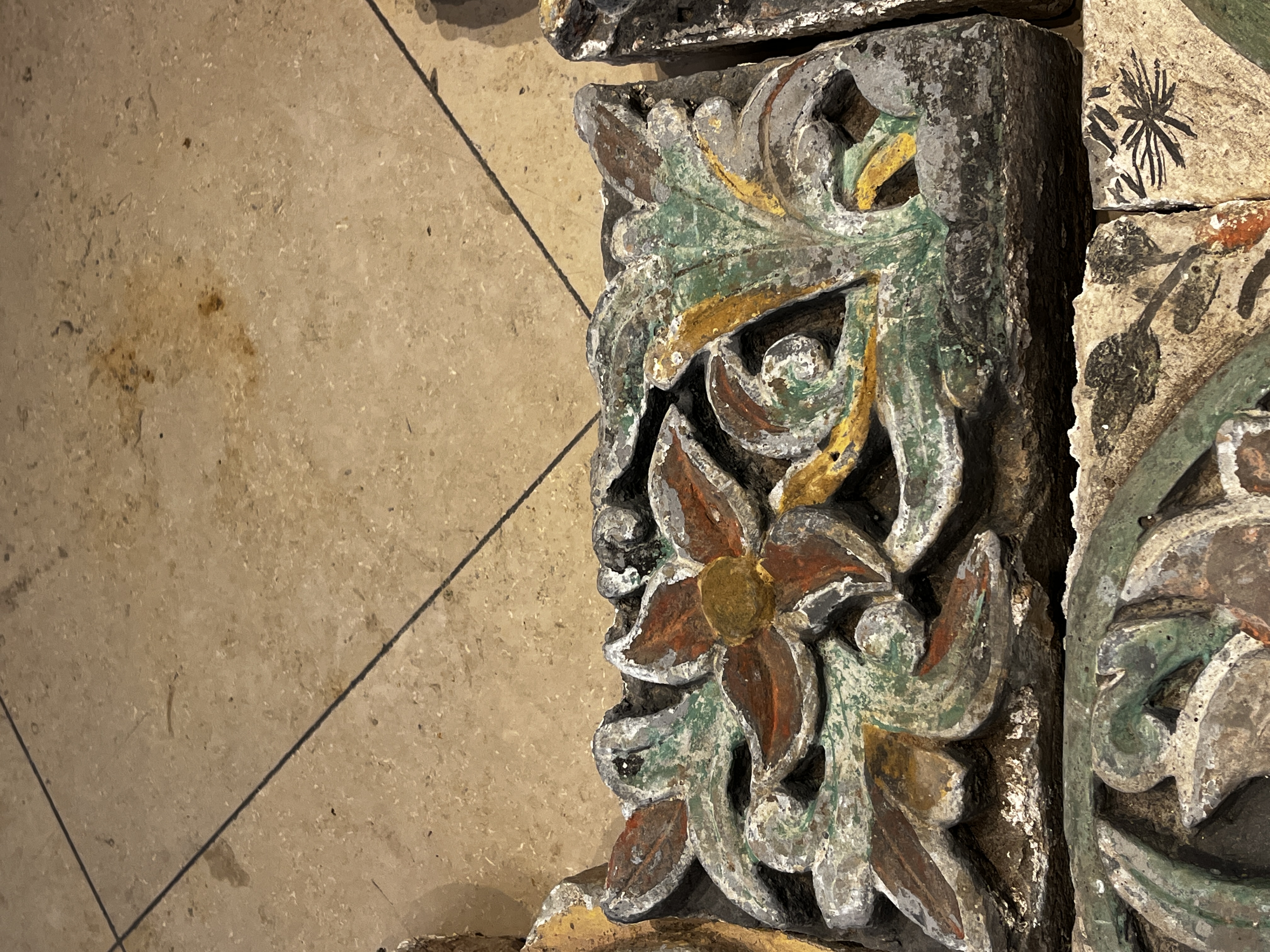 A group of 13 Chinese painted pottery relief tiles  — photo 11