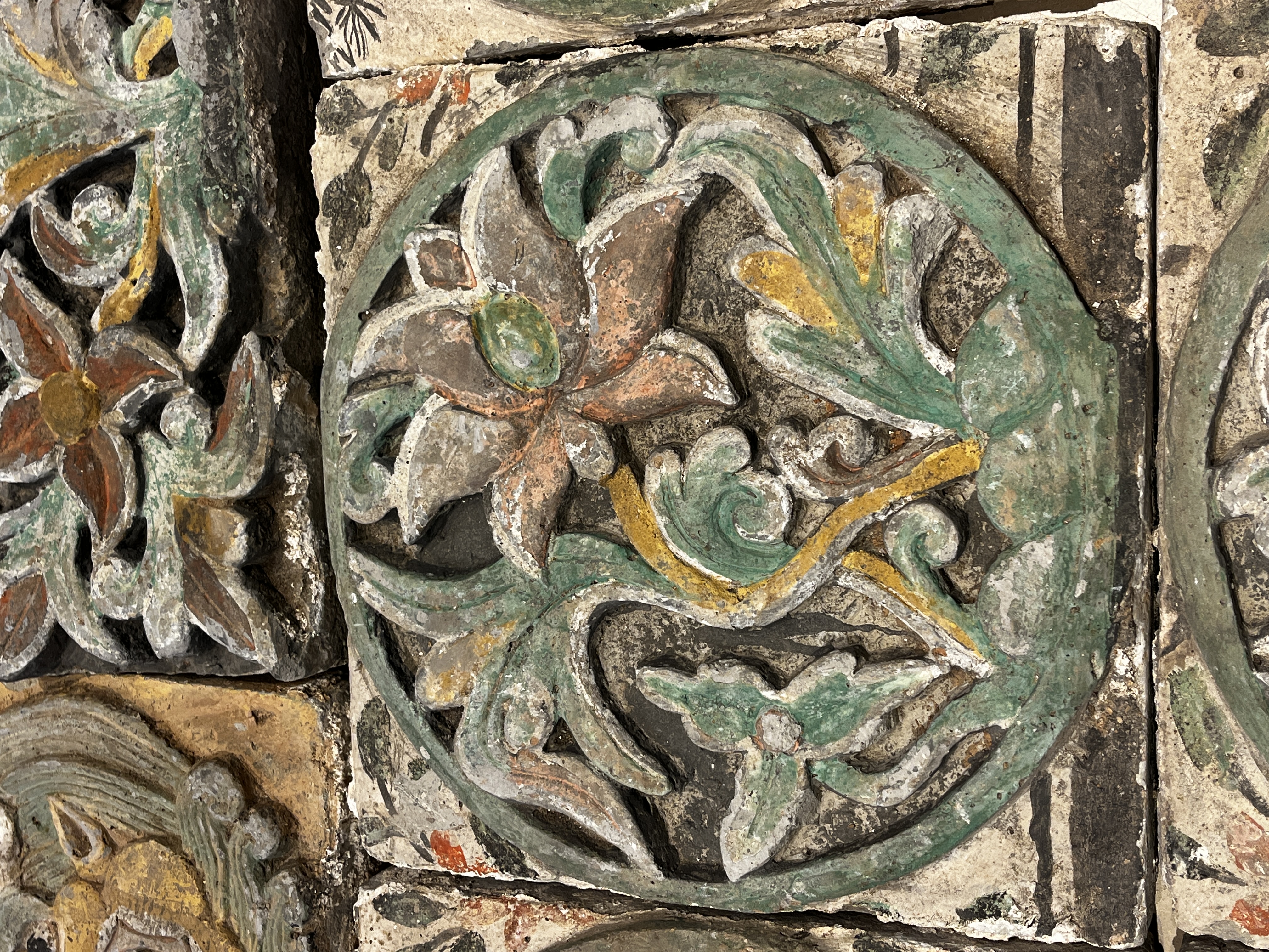 A group of 13 Chinese painted pottery relief tiles  — photo 20