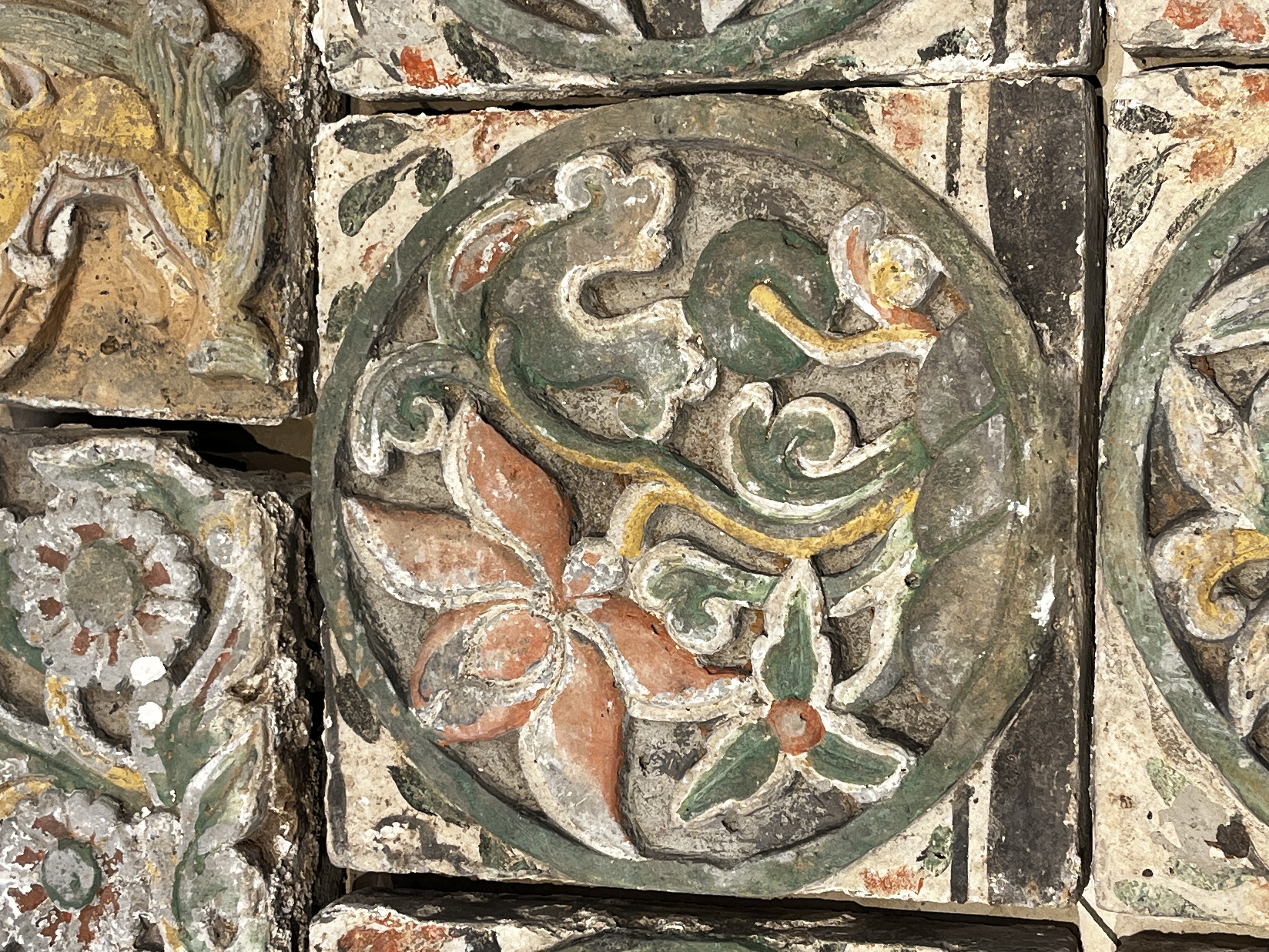 A group of 13 Chinese painted pottery relief tiles  — photo 23