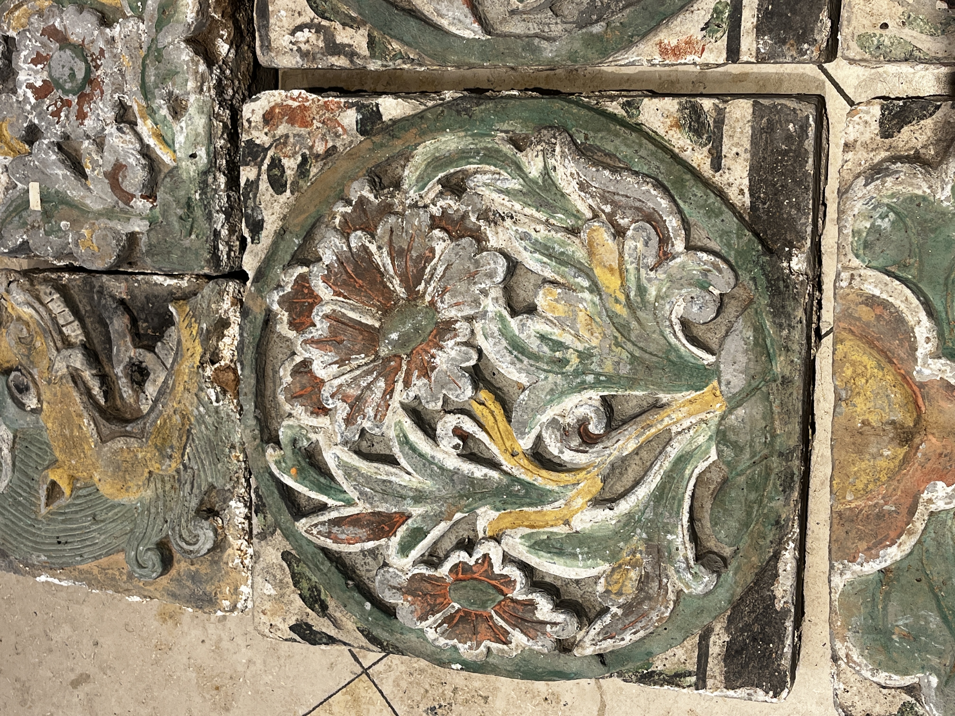 A group of 13 Chinese painted pottery relief tiles  — photo 26