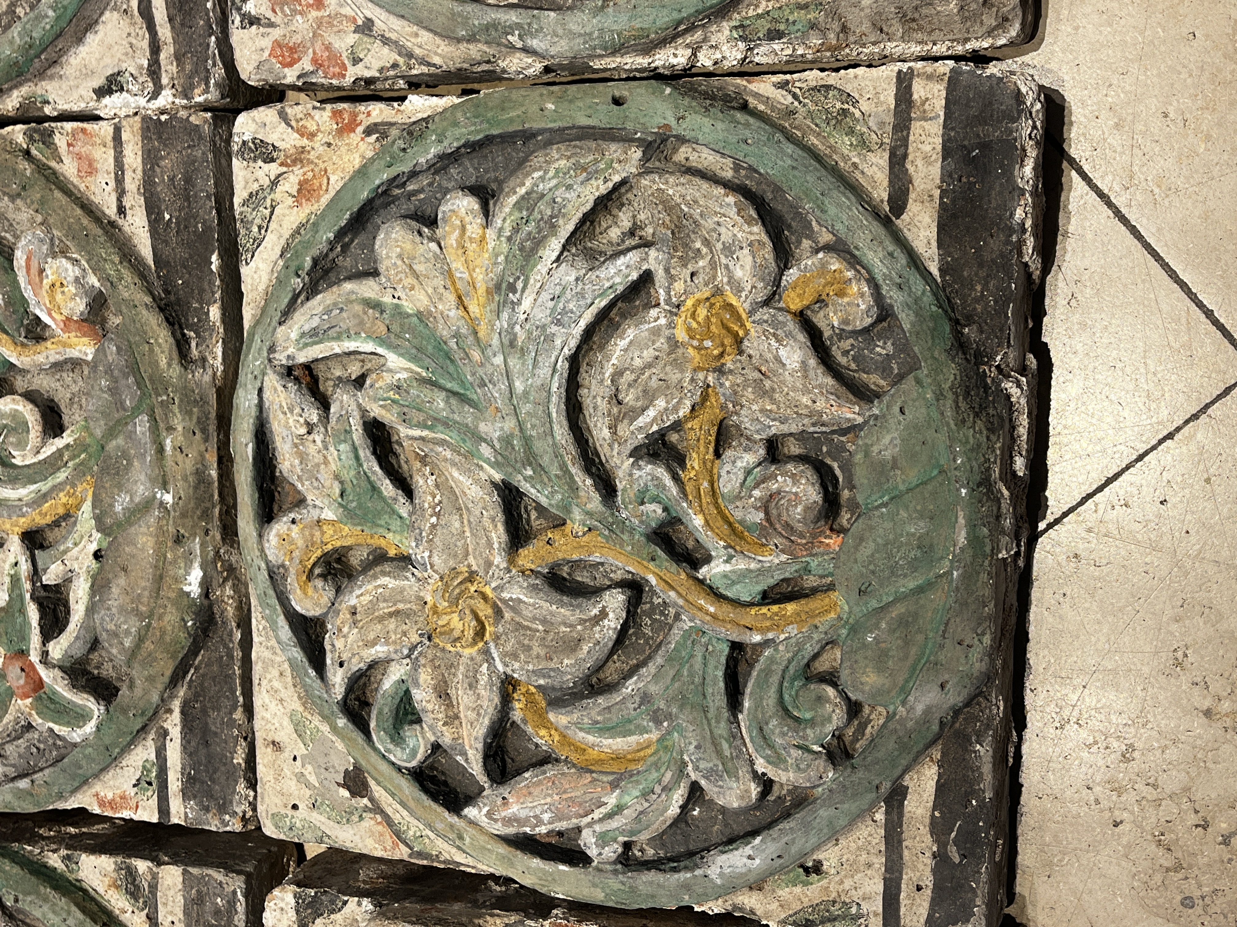 A group of 13 Chinese painted pottery relief tiles  — photo 33