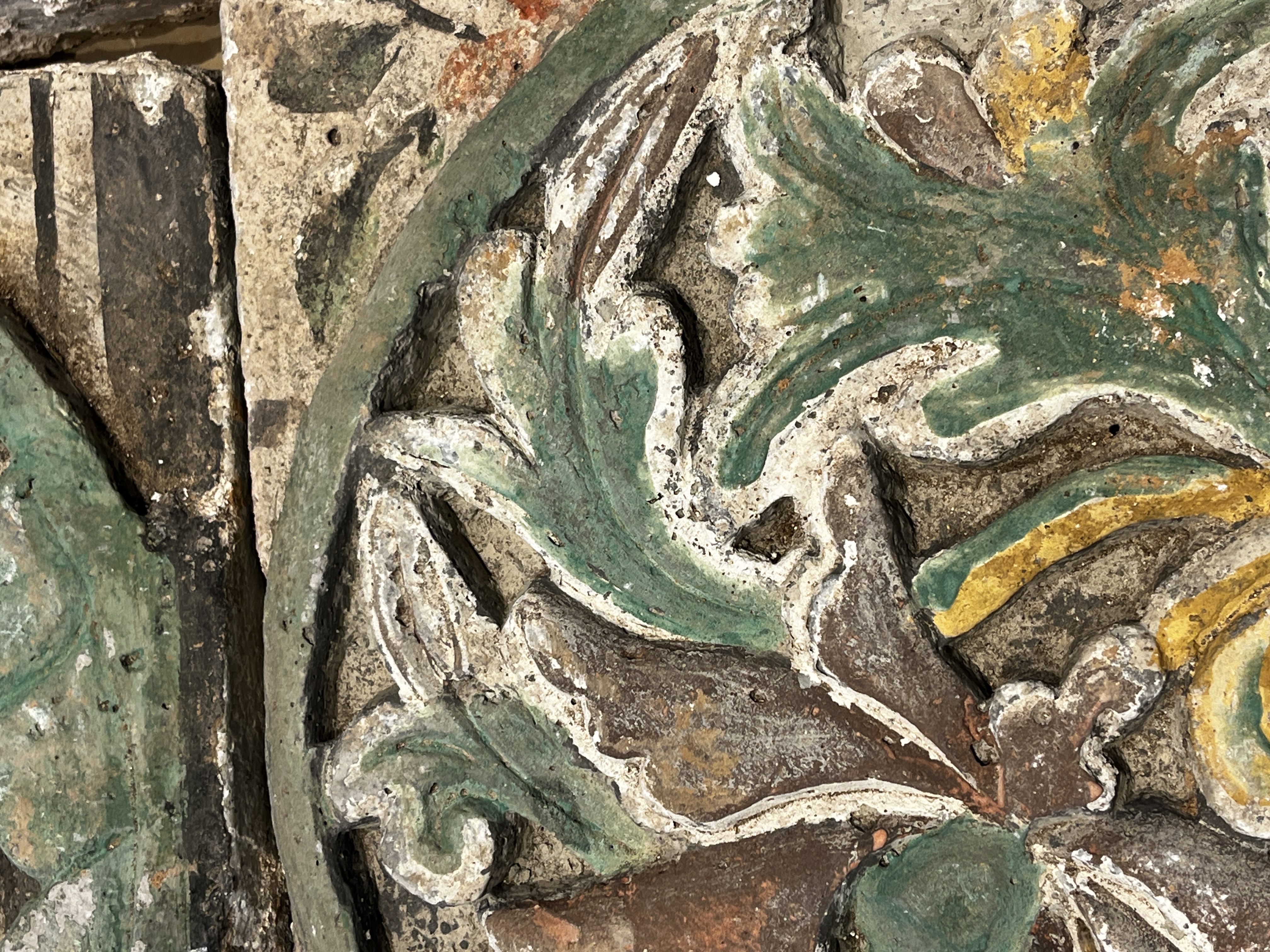 A group of 13 Chinese painted pottery relief tiles  — photo 38
