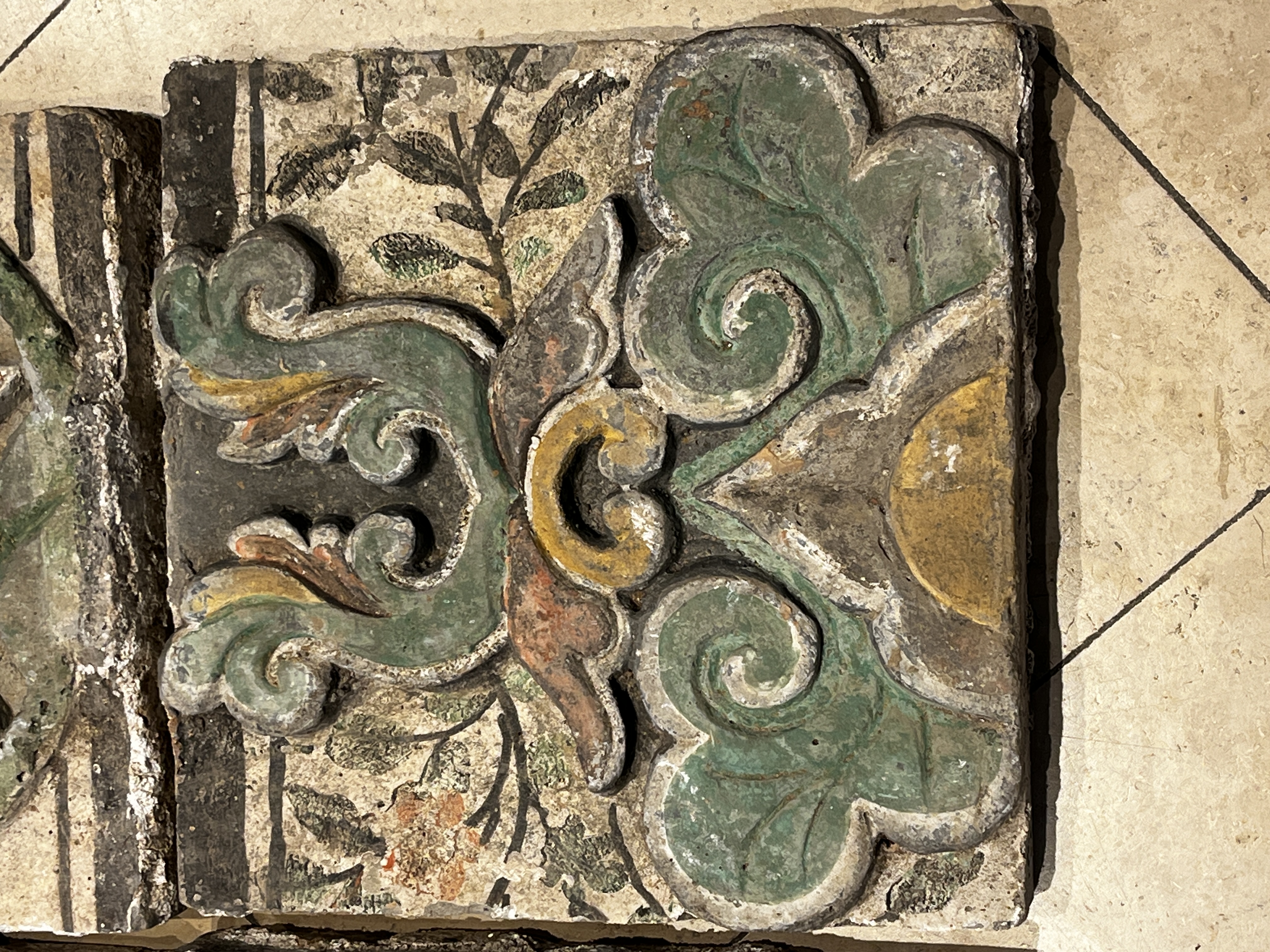 A group of 13 Chinese painted pottery relief tiles  — photo 39
