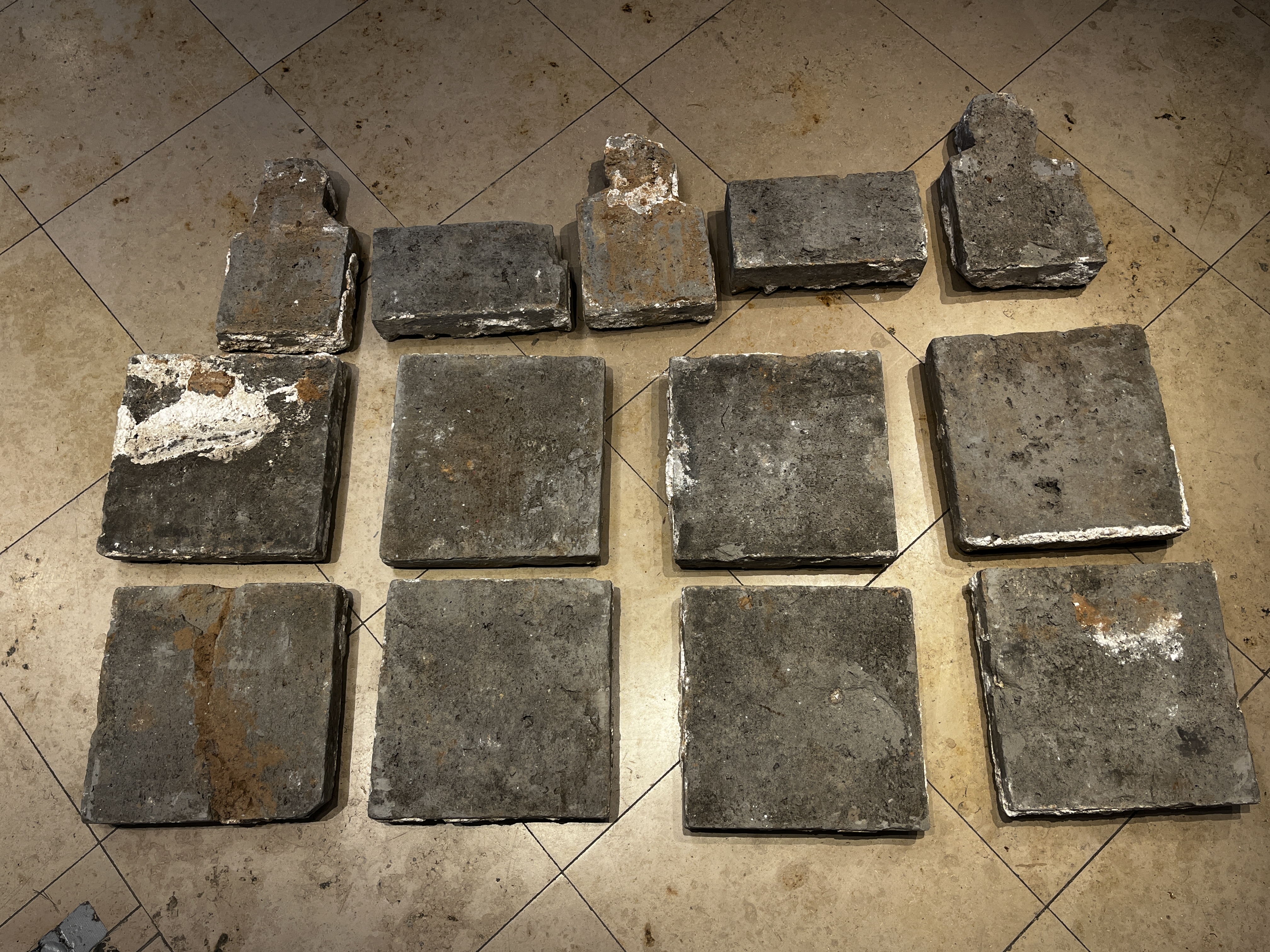 A group of 13 Chinese painted pottery relief tiles  — photo 44