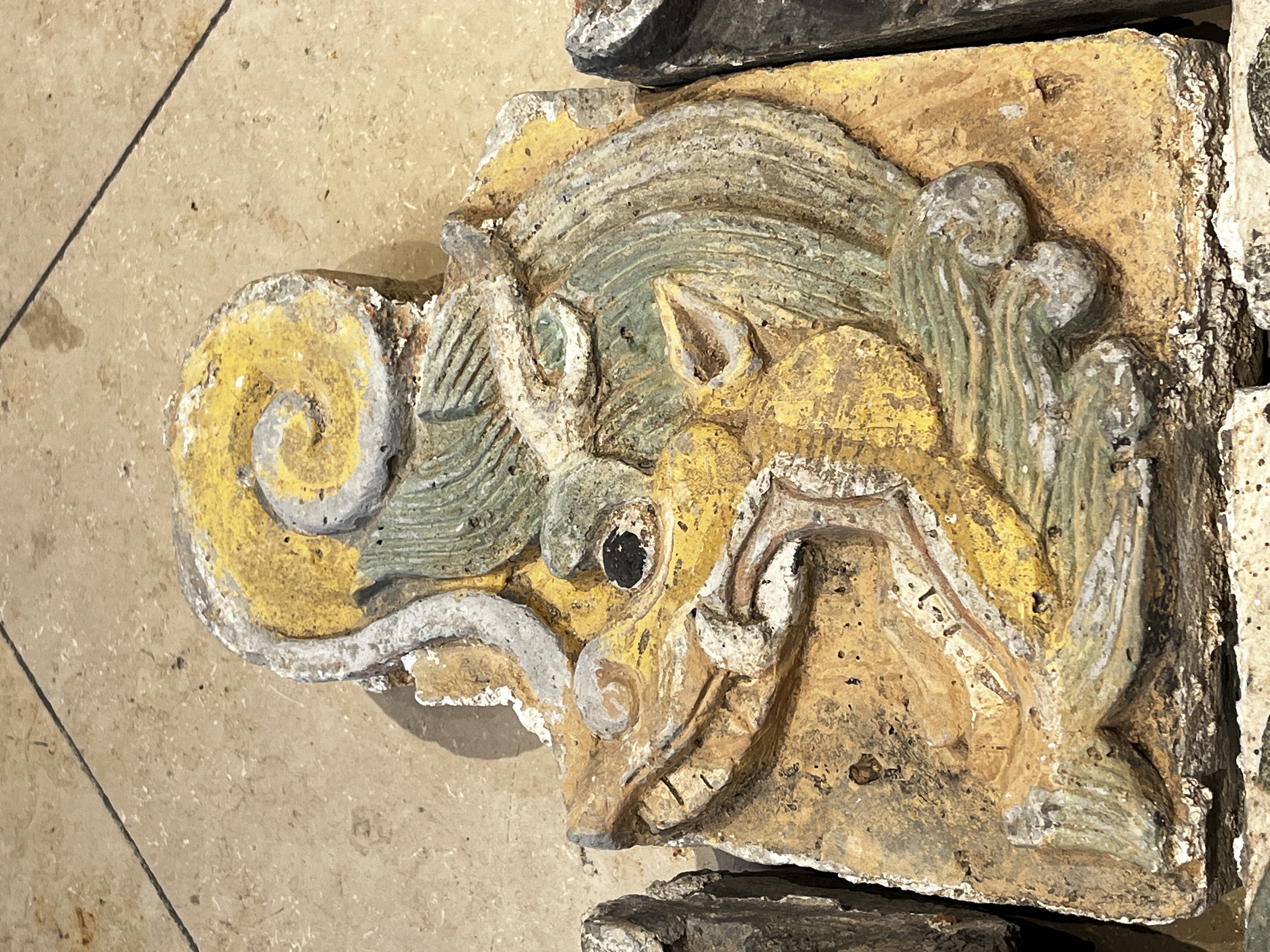 A group of 13 Chinese painted pottery relief tiles  — photo 8