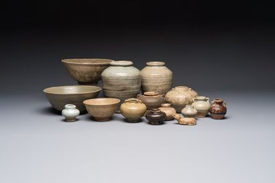 A group of 15 Chinese and Southeast Asian celadon and brown-glazed wares, 15th C. and later