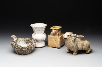 A group of four Chinese monochrome porcelain wares, Qing and later