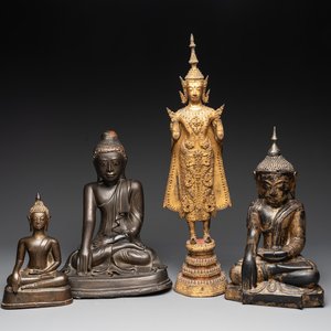 A group of four Thai bronze Buddha figures, 19th C. — foto 1