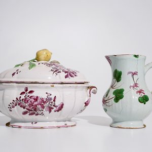 A group of French "faience de l'Est" wares, incl. a tureen, a jug and three plates, 18/19th C. — 照片 6