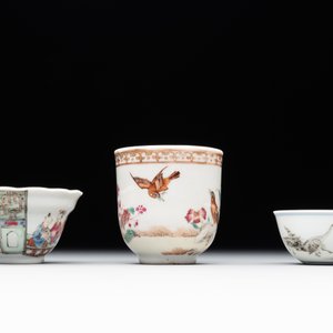 A group of six Chinese blue and white and famille rose cups, Chenghua, Tongzhi and Guangxu mark, Kangxi and later — 照片 5