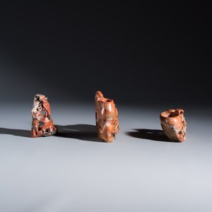A group of six Chinese soapstone and jade carvings — photo 11